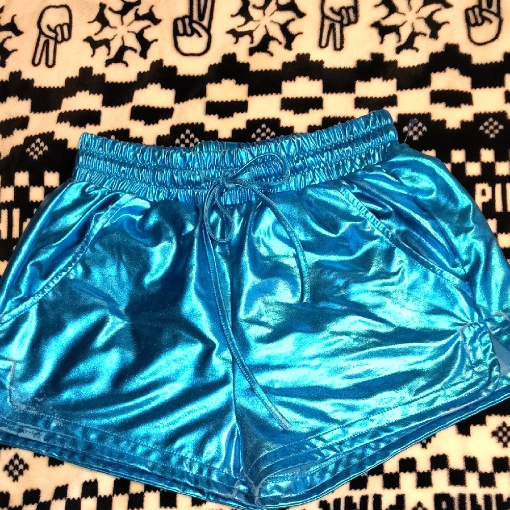 Metallic Blue Shorts